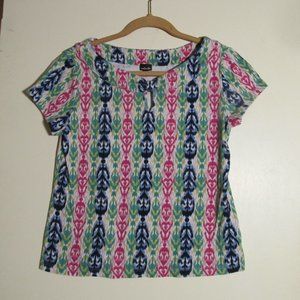 Rafaella Print Top. Keyhole boat neck